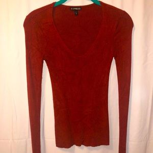 Express XS Burnt Orange V-Neck Sweater